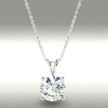 Certified Moissanite 2 Ct Pendant 14k White Gold Plated Silver Solitaire Chain - $140.24