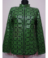 Green Leather Leaf Jacket Women All Colours Sizes Genuine Lambskin Zip S... - £175.91 GBP
