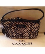 Coach Authentic Donegal  Fabric W Leather Trim ivory-Multi Small Wristle... - $57.98 CAD