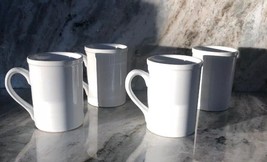 Royal Norfolk White Stoneware Coffee Mugs Dinnerware Cups-Set Of 4-RARE-... - £46.64 GBP