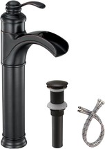 Bathfinesse Oil Rubbed Bronze Farmhouse Waterfall Bathroom Sink Faucets And - $90.98