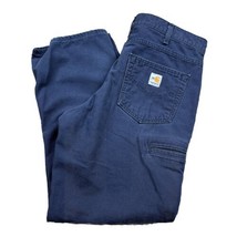 Carhartt Pants Mens 34x30 Blue FRB159 Flame-Resistant Midweight Canvas Loose Fit - £15.09 GBP