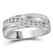 10k White Gold Mens Round Diamond Band Wedding Anniversary Ring 1.00 Ctw - £1,353.09 GBP