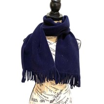 Preston &amp; York Blue Fringe Scarf Navy Blue One Size 9x60 winter scarf Wr... - $18.67