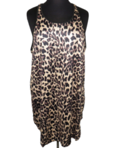 Shein Black Tan Leopard Print Short Nightgown Silky,Stetchy, Fits Plus Size 3X - £10.21 GBP