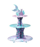 Mermaid Cake Stand 3 Tier Mermaid Party Supplies Mermaid Tail Cupcake St... - £12.10 GBP