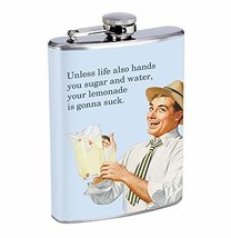 Lemonade Is Gonna Suck Hip Flask Stainless Steel 8 Oz Silver Drinking Whiskey Sp - £7.82 GBP
