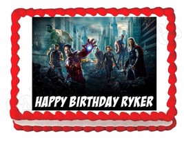 THE AVENGERS edible party cake topper decoration cake frosting sheet bir... - £7.96 GBP