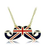 UNION JACK MUSTACHE CHARM NECKLACE 3.2&quot; Pendant Cheeky UK British Flag E... - $163.35 MXN