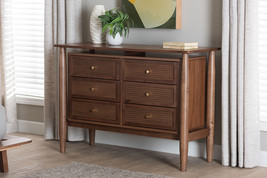 Jessen Japandi Walnut Brown Wood 6-Drawer Dresser - €541,58 EUR