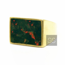 Natural Bloodstone Ring, 925 Sterling Silver Mens Ring April Birthstone Jewelry - £54.54 GBP