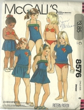 McCall&#39;s Sewing Pattern 8576 Girls Top Skirt Bathing Suit Bikini Size 6 ... - $9.98