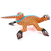 Handmade Alebrijes Oaxacan Copal Wood Carving Folk Art Orange Lizard Figurine - £34.44 GBP