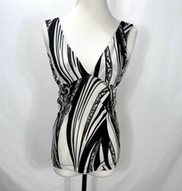 Just Cavalli Black White Print Silky Sleeveless Jersey Knit Top Halter S... - $56.50