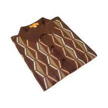Mens Stacy Adams Italian Style Knit Woven Shirt Short Sleeves 71027 Brown image 8