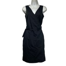 JIL SANDER Black V-Neck Sleeveless Cotton Wrap Shift Business  Size 36 - £92.78 GBP