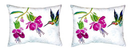 Pair of Betsy Drake Purple Hummingbird No Cord Pillows 16 Inch X 20 Inch - £62.43 GBP