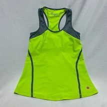 Neon Yellow Gray Trim Athletic workout Exercise workout tank top VOGO At... - $6.93
