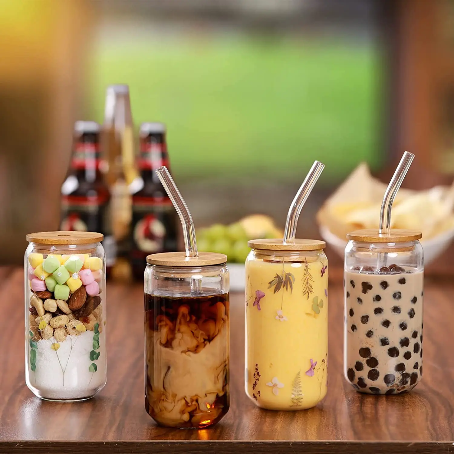 Sporting 550ml/400ml GlA Cup With Lid and Straw Transparent Bubble Tea Cup Juice - £22.45 GBP