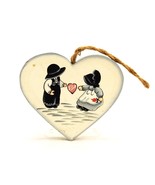 Wooden Cutout Heart Amish Wall Art, Rope Hanger, Hand Painted, Love Theme - $9.75