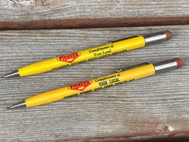 Pair 2 Vintage Yellow PIONEER Seed Corn Mechanical Pencils Coon Rapids IA  - £13.89 GBP