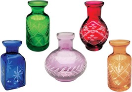 Art &amp; Artifact Mini Vases For Flowers - Small Glass Vases, Clear 5, Jewel Tones - £31.62 GBP