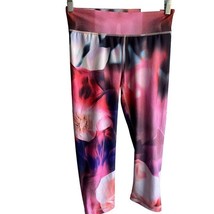 Live Love Dream Pink Womens Flowered Leggings Sz M No Sweat Water Wickin... - $9.53