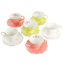 Meritage Montague 12 Piece Fine Ceramic Scalloped Cups with Saucers in 3 Assort - £72.42 GBP
