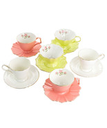 Meritage Montague 12 Piece Fine Ceramic Scalloped Cups with Saucers in 3... - £71.24 GBP