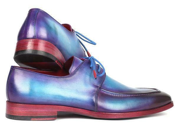 Paul Parkman Mens Shoes Derby Turquoise Purple Leather Apron Handmade 23SX84 Item image 6