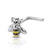 Bee Nose Stud Insect Silver Black Enamel 20g (0.8mm) Surgical Steel L Bend - £5.31 GBP