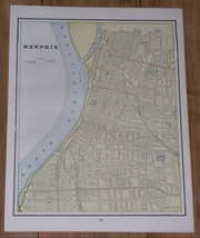 1893 Antique Map Of City Of Memphis / Verso Nashville Tennessee - £26.17 GBP