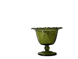Vintage Indiana Colony Carnival Glass Green Harvest Grape Footed Dish. Open Lace - £9.44 GBP
