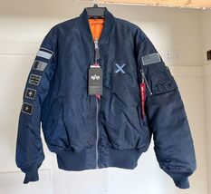 NEW ALPHA INDUSTRIES MA-1 FLIGHT MENS JACKET NYLON BLUE MJM21000C1 - SIZ... - $185.00