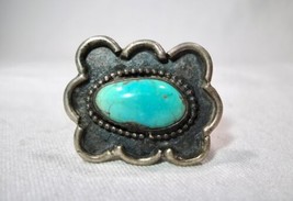 Vintage Navajo Sterling Silver Turquoise Ring Size 4.75 K137 - £43.63 GBP