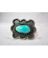 Vintage Navajo Sterling Silver Turquoise Ring Size 4.75 K137 - £43.02 GBP
