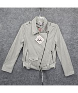 Selfie Leslie Jacket Women&#39;s Small Grey Faux Suede Belted Moto Zippers L... - $45.82