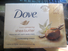 Dove Purely Pampering Beauty Bar Soap Shea Butter 14 Pack of bars total wt 56 oz - £22.34 GBP