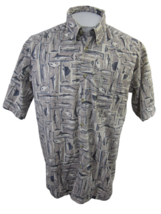 Columbia Men Hawaiian ALOHA shirt L pit to pit 24 sport fish button down collar - £14.86 GBP