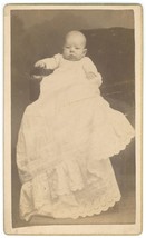 CIRCA 1880&#39;S CDV Adorable Infant Baby Long White Dress J.H. Poff Loudonville, OH - £7.57 GBP