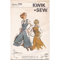 Vintage Sewing PATTERN Kwik Sew 736, Ladies 1970s Vest and Culotte, Size 12 14 - $28.06