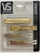 Vintage Vidal Sassoon Silver Gold Barrettes Classic 4 Pack NEW VS11206 - £15.56 GBP