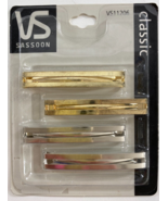 Vintage Vidal Sassoon Silver Gold Barrettes Classic 4 Pack NEW VS11206 - €16,92 EUR