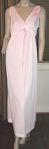 Gossard Artemis Pink Long Nightgown Empire Line Satin Trim Rose Applique S - £39.43 GBP