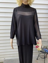 ANNE KLEIN WOMAN OVERSIZED LONG SLEEVE BLACK SHEER LINED BLOUSE 2XL NWT - £23.43 GBP