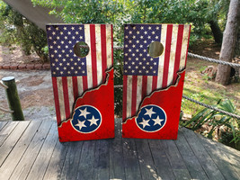 Waterproof Cornhole WRAPS / Tennessee Tristar and TN Orange USA Flag/ La... - $85.00