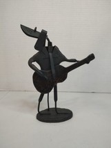 Anthropomorphic Metal Brutalist Sculpture Musician Figurine Dog Playing ... - $28.04