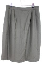 Vtg Laszloe Ricci 16 Green Wool Pleat Midi Skirt 32&quot; Waist - $28.49
