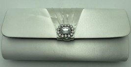 Dyeables White Satin Clutch Shoulder Strap Rhinestone Wedding Purse HB20... - $40.64