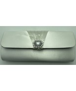 Dyeables White Satin Clutch Shoulder Strap Rhinestone Wedding Purse HB20... - $55.34 CAD